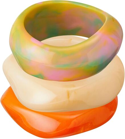 Colorful Chunky Acrylic Bracelet for Women Round Cuff Bangle Bracelet Set Wrist Cuff Bracelets for Women as Jewelry Gift in Saudi Arabia