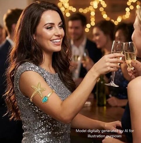 Arm Cuff, Arm Jewelry Gold Upper Arm Cuff Accessories, Adjustable Layered Arm Upper Minimalist Armlets for Women Boho Halloween Costume Accessories, Summer Beach in Saudi Arabia
