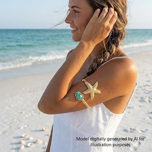 Arm Cuff, Arm Jewelry Gold Upper Arm Cuff Accessories, Adjustable Layered Arm Upper Minimalist Armlets for Women Boho Halloween Costume Accessories, Summer Beach in Saudi Arabia