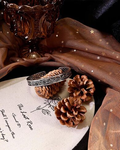 Vintage Silver Bracelet for Women, Bohemian Engraved Wave Spiral Bangle, Adjustable Sterling Silver Plated Cuff Bangle Jewelry for Women in Saudi Arabia