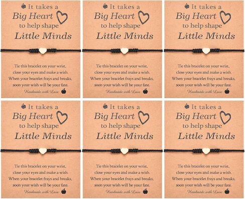 Teacher Appreciation Gifts - 6 Pcs Heart Bracelets Teacher Gifts for Women with Blessing Card, Best Thank You Gift Ideas in Bulk Supplies for Teacher's Day Graduation Christmas in Kuwait