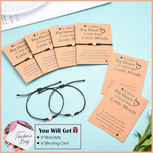 Teacher Appreciation Gifts - 6 Pcs Heart Bracelets Teacher Gifts for Women with Blessing Card, Best Thank You Gift Ideas in Bulk Supplies for Teacher's Day Graduation Christmas in Kuwait
