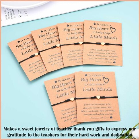 Teacher Appreciation Gifts - 6 Pcs Heart Bracelets Teacher Gifts for Women with Blessing Card, Best Thank You Gift Ideas in Bulk Supplies for Teacher's Day Graduation Christmas in Kuwait