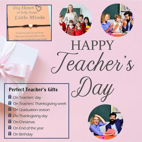Teacher Appreciation Gifts - 6 Pcs Heart Bracelets Teacher Gifts for Women with Blessing Card, Best Thank You Gift Ideas in Bulk Supplies for Teacher's Day Graduation Christmas in Kuwait