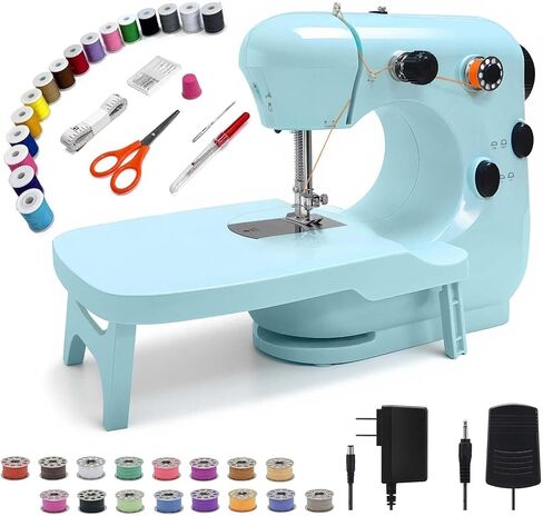 Sewing Machine for Beginners,Portable Sewing Machine with 12 Built-in Stitches,2 Speed(High-Low Speeds) - White Green in Saudi Arabia