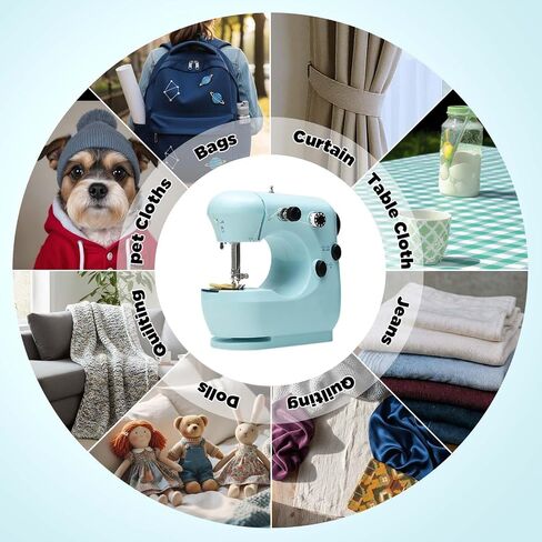 Sewing Machine for Beginners,Portable Sewing Machine with 12 Built-in Stitches,2 Speed(High-Low Speeds) - White Green in Saudi Arabia