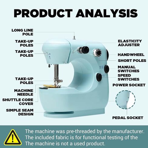 Sewing Machine for Beginners,Portable Sewing Machine with 12 Built-in Stitches,2 Speed(High-Low Speeds) - White Green in Saudi Arabia