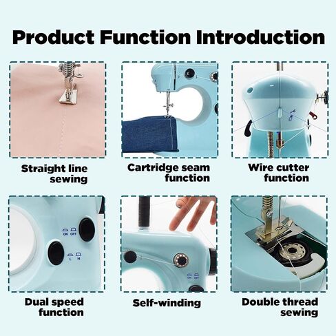 Sewing Machine for Beginners,Portable Sewing Machine with 12 Built-in Stitches,2 Speed(High-Low Speeds) - White Green in Saudi Arabia