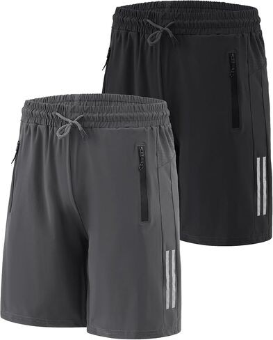 7" Mens Athletic Shorts, Mens Gym Shorts with Pockets, Quick Dry Running Workout Shorts Men with Reflective Strips in Saudi Arabia
