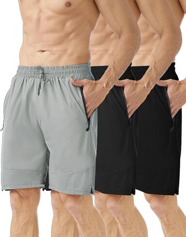 7'' Mens Athletic Shorts with Zipper Pockets, Quick Dry Gym Shorts for Men,Workout Shorts Men with Drawstring in Saudi Arabia