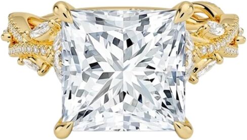 5 CT Colorless Moissanite Engagement Ring for Women, Secret Garden Nature-Inspired Ring, 10K 14K 18K Solid Gold With Gold Purity XRF Report Card Wedding Anniversary Promise Gift in Saudi Arabia