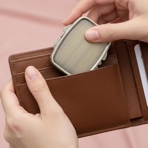 Sibba Pill Case Pill Box with Mirror Vintage Bronze 2-Compartment Metal Pills Organizer Portable Small Medicine Container Mini Medicine Case for Vitamins Supplements Travel Pills Box for Purse Pocket in Kuwait