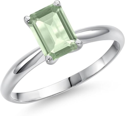 جوهرة ستون كينغ 14K الذهب الأبيض 8X6MM قطع الزمرد الأحجار الكريمة جوهرة سوليتير خاتم الخطوبة | خاتم وعد الذكرى السنوية للزفاف للنساء | متوفر بمقاسات 5، 6، 7، 8، 9 in Kuwait