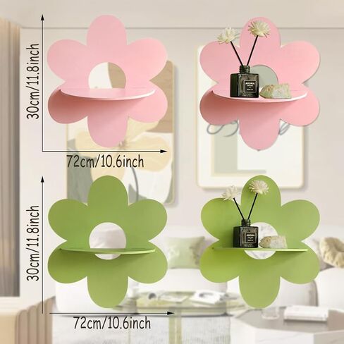 Daisy Flower Floating Shelf Boho Daisy Wall Shelves, 1Pcs 10.6 Inch Large Kawaii Cute Wood Wall Decor Display Shelf for Baby Nursery Living Room Bathroom Bedroom (Pink) in Saudi Arabia
