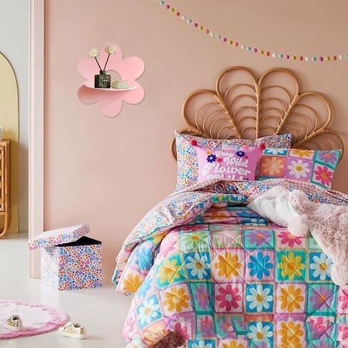 Daisy Flower Floating Shelf Boho Daisy Wall Shelves, 1Pcs 10.6 Inch Large Kawaii Cute Wood Wall Decor Display Shelf for Baby Nursery Living Room Bathroom Bedroom (Pink) in Saudi Arabia