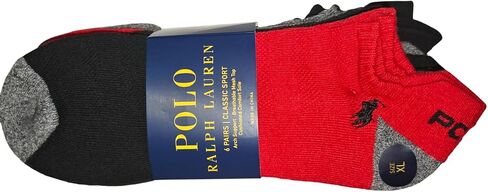 جوارب POLO RALPH LAUREN للرجال ذات قصة منخفضة، 6 أزواج، مقاس XL، مقاس حذاء رجالي 12-17 in Kuwait