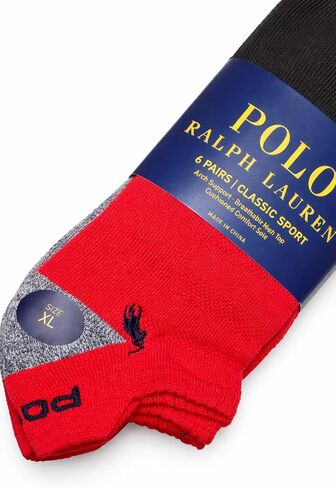 جوارب POLO RALPH LAUREN للرجال ذات قصة منخفضة، 6 أزواج، مقاس XL، مقاس حذاء رجالي 12-17 in Kuwait