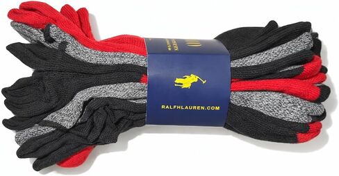 جوارب POLO RALPH LAUREN للرجال ذات قصة منخفضة، 6 أزواج، مقاس XL، مقاس حذاء رجالي 12-17 in Kuwait