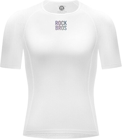 جيرسي ركوب الدراجات للرجال من ROCKBROS، قمصان ضغط شبكية ثلاثية الأبعاد، طبقة أساسية قصيرة الأكمام سريعة الجفاف لركوب الدراجات على الطرق والجبال باللون الأبيض in Kuwait
