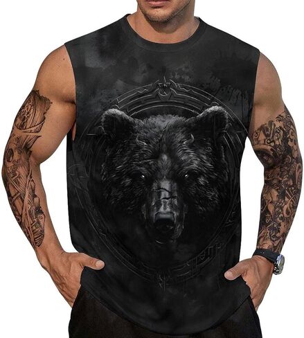 Graphic Tank Tops for Men Sleeveless Workout Muscle Gym Athletic T-Shirts in Saudi Arabia