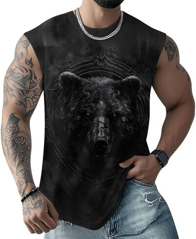 Graphic Tank Tops for Men Sleeveless Workout Muscle Gym Athletic T-Shirts in Saudi Arabia