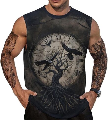 Graphic Tank Tops for Men Sleeveless Workout Muscle Gym Athletic T-Shirts in Saudi Arabia