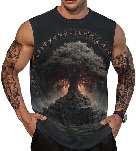 Graphic Tank Tops for Men Sleeveless Workout Muscle Gym Athletic T-Shirts in Saudi Arabia