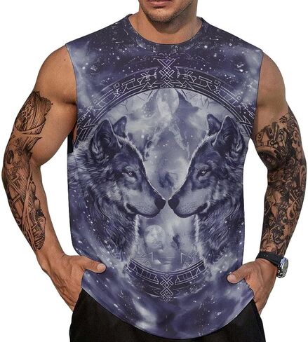 Graphic Tank Tops for Men Sleeveless Workout Muscle Gym Athletic T-Shirts in Saudi Arabia