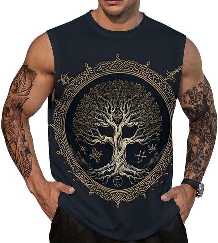Graphic Tank Tops for Men Sleeveless Workout Muscle Gym Athletic T-Shirts in Saudi Arabia