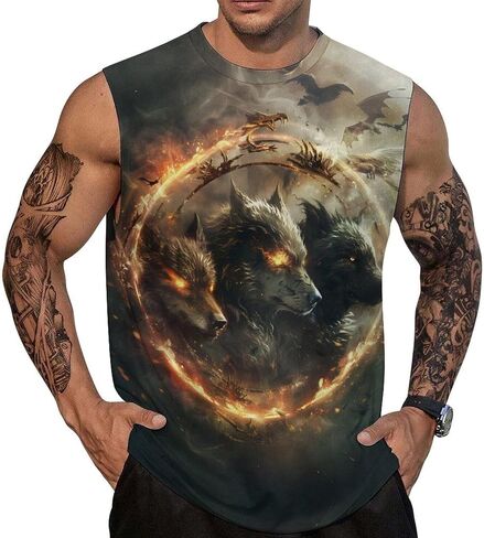 Graphic Tank Tops for Men Sleeveless Workout Muscle Gym Athletic T-Shirts in Saudi Arabia
