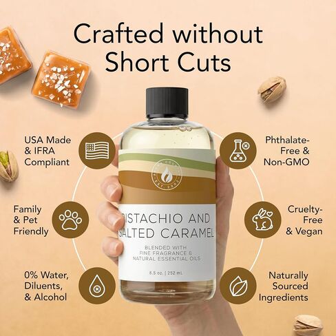 Aroma Country Pistachio & Salted Caramel Diffuser Oil - Luxury Dessert-Inspired Fragrance Oil, Home Aroma for Diffusers & Room Spray - Premium Aromatherapy Oils & Home Scent (8.5 Fl Oz) in Saudi Arabia