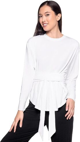 Coolibar UPF 50+ Women's Merrick Long Sleeve Tie Shirt, Black, X-Small, Solid - Sun Protective in Kuwait