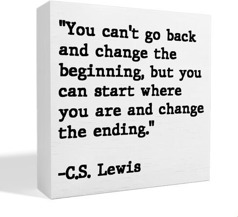 Inspirational Quotes Office Decor Wooden Box Sign for Home Office Desk Shelf Table Motivational Wall Decor Inspirational Gifts for Women Men Friends - C.S. Lewis 5 X 5 Inches (Black) in Saudi Arabia