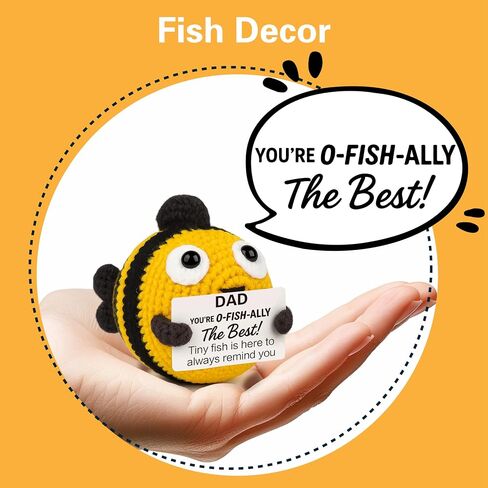 Fathers Day Dad Birthday Gifts from Daughter Son,Handmade Crochet Fish - I Love You Daddy - Funny Desk Decor in Saudi Arabia