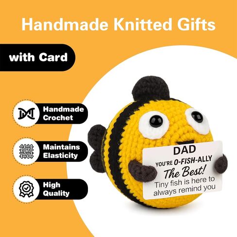Fathers Day Dad Birthday Gifts from Daughter Son,Handmade Crochet Fish - I Love You Daddy - Funny Desk Decor in Saudi Arabia