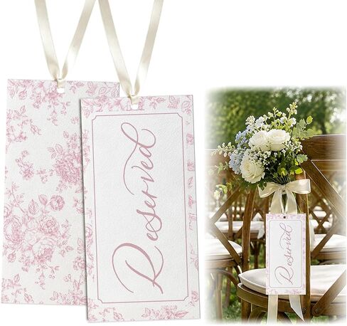 6 Pcs Reserved Signs for Wedding Tag with Ribbon Chair Tags,This Row is Reserved Sign Wedding Ceremony Reserved Seat Sign for Wedding Important Events Church Pews Ceremony Seating 4x8 in Saudi Arabia