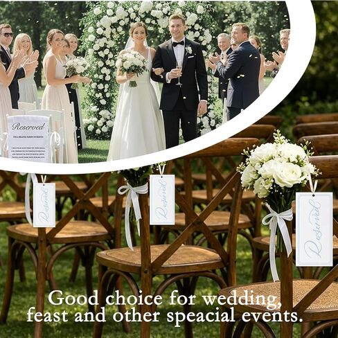 6 Pcs Reserved Signs for Wedding Tag with Ribbon Chair Tags,This Row is Reserved Sign Wedding Ceremony Reserved Seat Sign for Wedding Important Events Church Pews Ceremony Seating 4x8 in Saudi Arabia