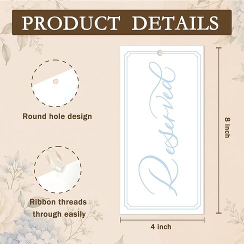 6 Pcs Reserved Signs for Wedding Tag with Ribbon Chair Tags,This Row is Reserved Sign Wedding Ceremony Reserved Seat Sign for Wedding Important Events Church Pews Ceremony Seating 4x8 in Saudi Arabia