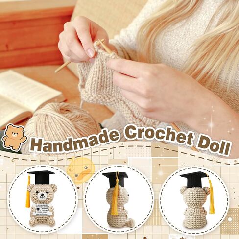 Graduation Gifts 2026 for Him Her Handmade Crochet Graduation Bear College High Middle Kindergarten Preschool Congrats Grad Gifts for Friends Student Nurse Son Daughter Graduation Desk Decor in Saudi Arabia