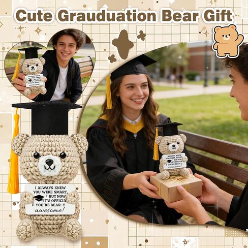 Graduation Gifts 2026 for Him Her Handmade Crochet Graduation Bear College High Middle Kindergarten Preschool Congrats Grad Gifts for Friends Student Nurse Son Daughter Graduation Desk Decor in Saudi Arabia