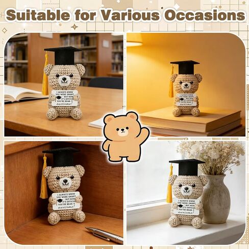 Graduation Gifts 2026 for Him Her Handmade Crochet Graduation Bear College High Middle Kindergarten Preschool Congrats Grad Gifts for Friends Student Nurse Son Daughter Graduation Desk Decor in Saudi Arabia