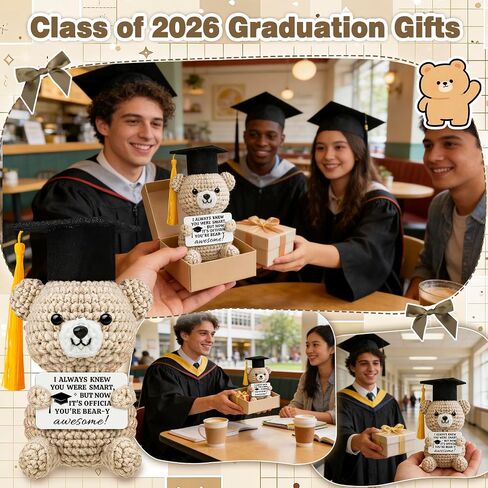 Graduation Gifts 2026 for Him Her Handmade Crochet Graduation Bear College High Middle Kindergarten Preschool Congrats Grad Gifts for Friends Student Nurse Son Daughter Graduation Desk Decor in Saudi Arabia