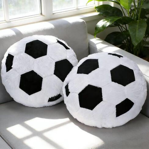 MRPAPA 2 Pack Plush Soccer Ball Throw Pillow, 14 Inch Round Football Shaped Decorative Cushion for Kids Room, Sofa, Bed, Soft and Fluffy in Saudi Arabia