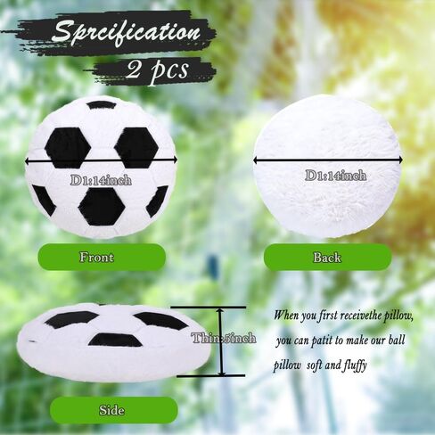 MRPAPA 2 Pack Plush Soccer Ball Throw Pillow, 14 Inch Round Football Shaped Decorative Cushion for Kids Room, Sofa, Bed, Soft and Fluffy in Saudi Arabia