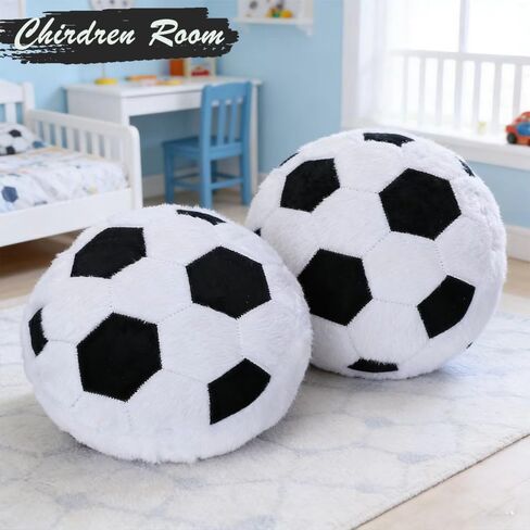 MRPAPA 2 Pack Plush Soccer Ball Throw Pillow, 14 Inch Round Football Shaped Decorative Cushion for Kids Room, Sofa, Bed, Soft and Fluffy in Saudi Arabia