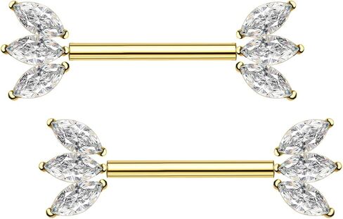 14G Nipple Rings for Women Nipple Piercing Jewelry Gold Nipple Ring G23 Titanium Nipple Barbell Body Piercing Jewelry in Kuwait