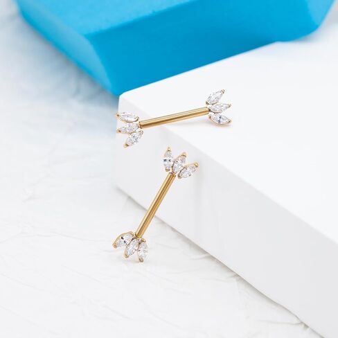 14G Nipple Rings for Women Nipple Piercing Jewelry Gold Nipple Ring G23 Titanium Nipple Barbell Body Piercing Jewelry in Kuwait