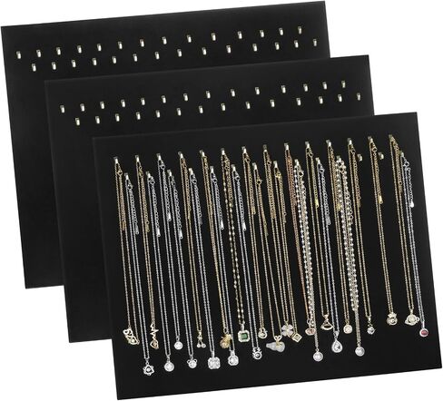 KUKUVR 3 Pack Black Velvet Necklace Display Stand for Selling Show, Jewelry Bracelet Necklaces Pendant Chain Organizer Holder Case for Vendors Content Creators Home Boutique (Black 17 Hook) in Saudi Arabia