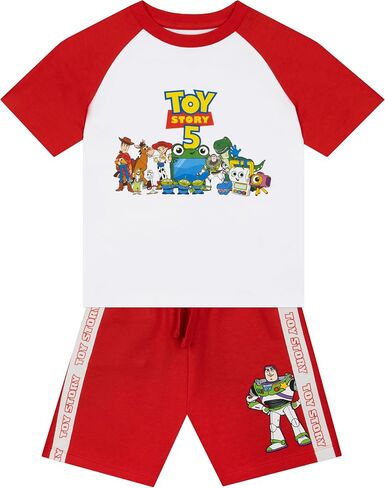 Disney Toy Story Outfit, Buzz Lightyear And Woody T-Shirt And Shorts For Boys, Short Sleeve Summer 2 Piece Set, Red 5 in Kuwait