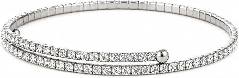 Dainty 2mm Silver Tennis Bracelet for Women – Ultra Thin Elastic Stretch Bracelet with Precision Cut Recycled Glass Crystals in Saudi Arabia